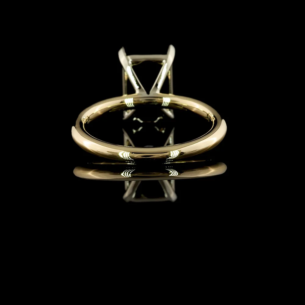 14K Two Tone 2.85 Carat Radiant Cut Lab Diamond Solitaire Ring, GIA Certified E-F VVS2 Elongated North-South Setting - Covaloro Fine Jewelry - Image 4
