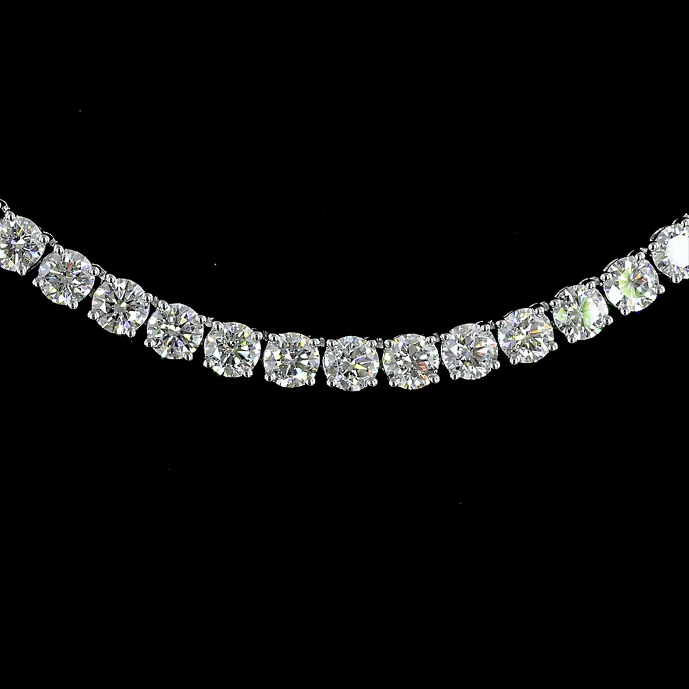 14K Two Tone 4.49 Carats Total Weight Round Lab Diamond Tennis Necklace with 77 Prong Set Stones - E-F Color VS Clarity - Covaloro Fine Jewelry - Image 2