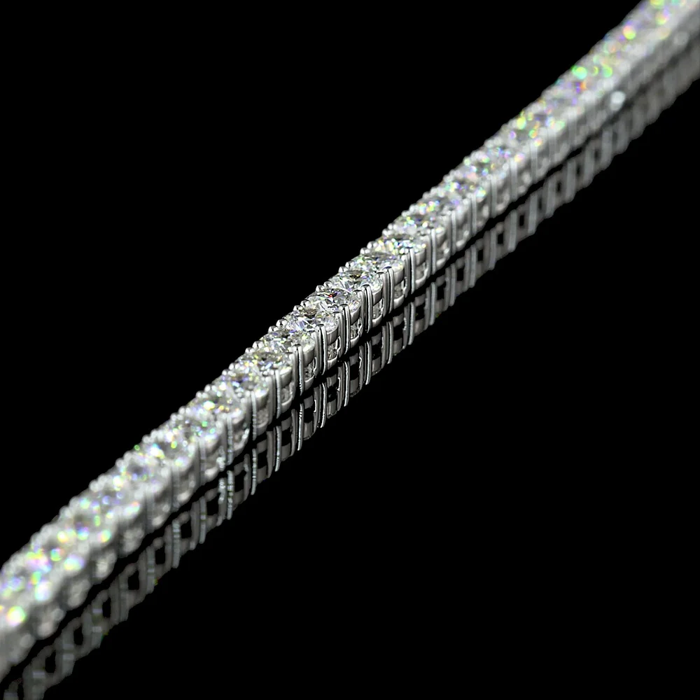 14K Two Tone 4.49 Carats Total Weight Round Lab Diamond Tennis Necklace with 77 Prong Set Stones - E-F Color VS Clarity - Covaloro Fine Jewelry - Image 3