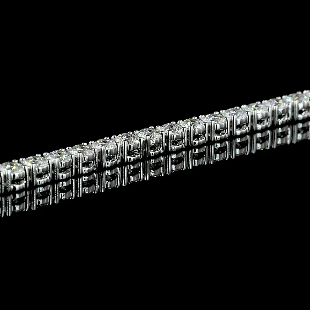 14K Two Tone 4.49 Carats Total Weight Round Lab Diamond Tennis Necklace with 77 Prong Set Stones - E-F Color VS Clarity - Covaloro Fine Jewelry - Image 4