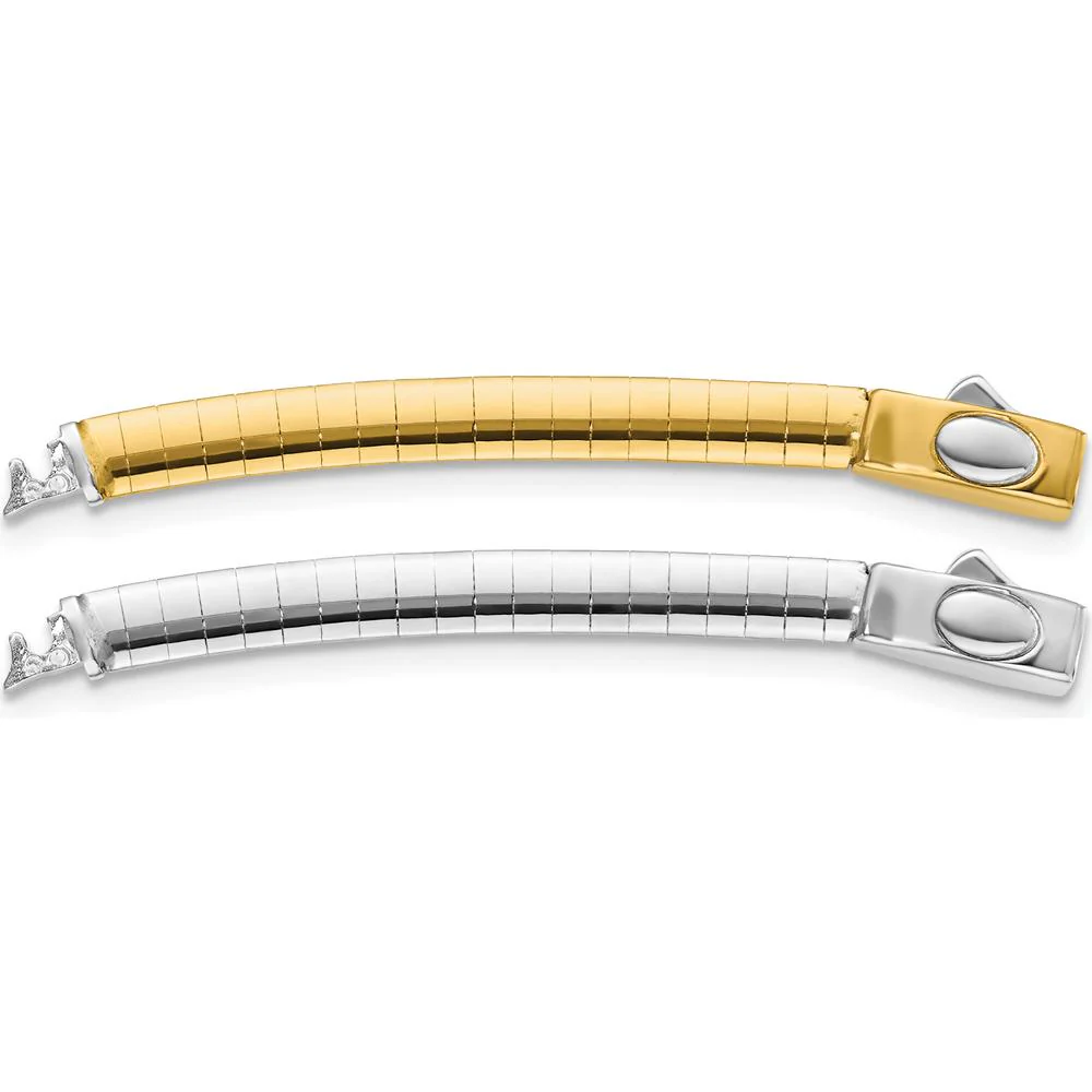 14K Two-Tone 4mm White and Yellow Gold Omega Chain Extender for Reversible Necklaces - 2" Length by Oro Pregiato
