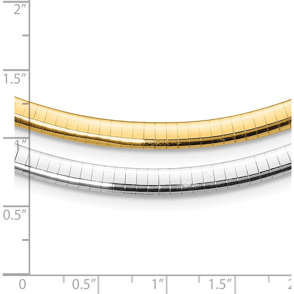 14K Two-Tone 5mm Reversible Omega Necklace - Polished Finish, 18" Length by Oro Pregiato - Image 4