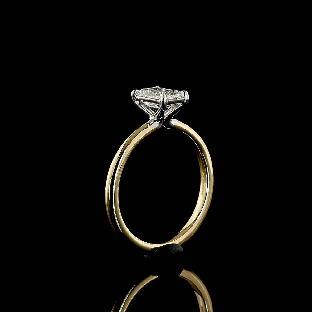 14K Two Tone Emerald Cut Lab Diamond Solitaire Ring - 1.08 Carat D VS1 IGI Certified - Covaloro Fine Jewelry - Image 4
