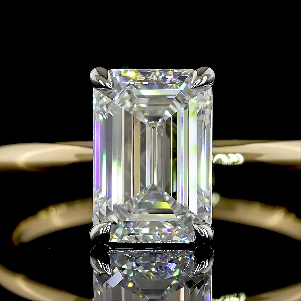 14K Two Tone Emerald Cut Lab Diamond Solitaire Ring - 2.12 Carat E-F VVS2 IGI Certified - Covaloro Fine Jewelry - Image 2