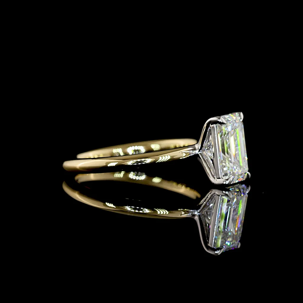 14K Two Tone Emerald Cut Lab Diamond Solitaire Ring - 2.12 Carat E-F VVS2 IGI Certified - Covaloro Fine Jewelry - Image 3