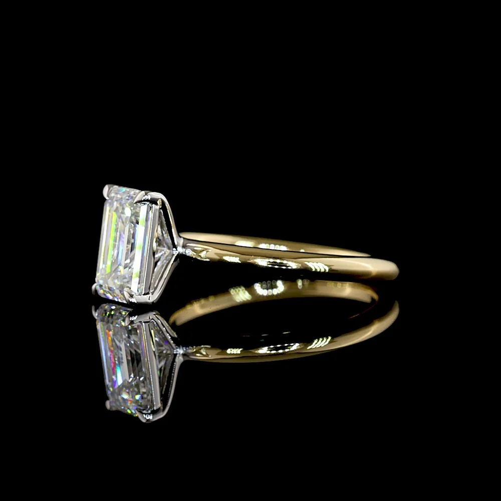 14K Two Tone Emerald Cut Lab Diamond Solitaire Ring - 2.12 Carat E-F VVS2 IGI Certified - Covaloro Fine Jewelry - Image 4
