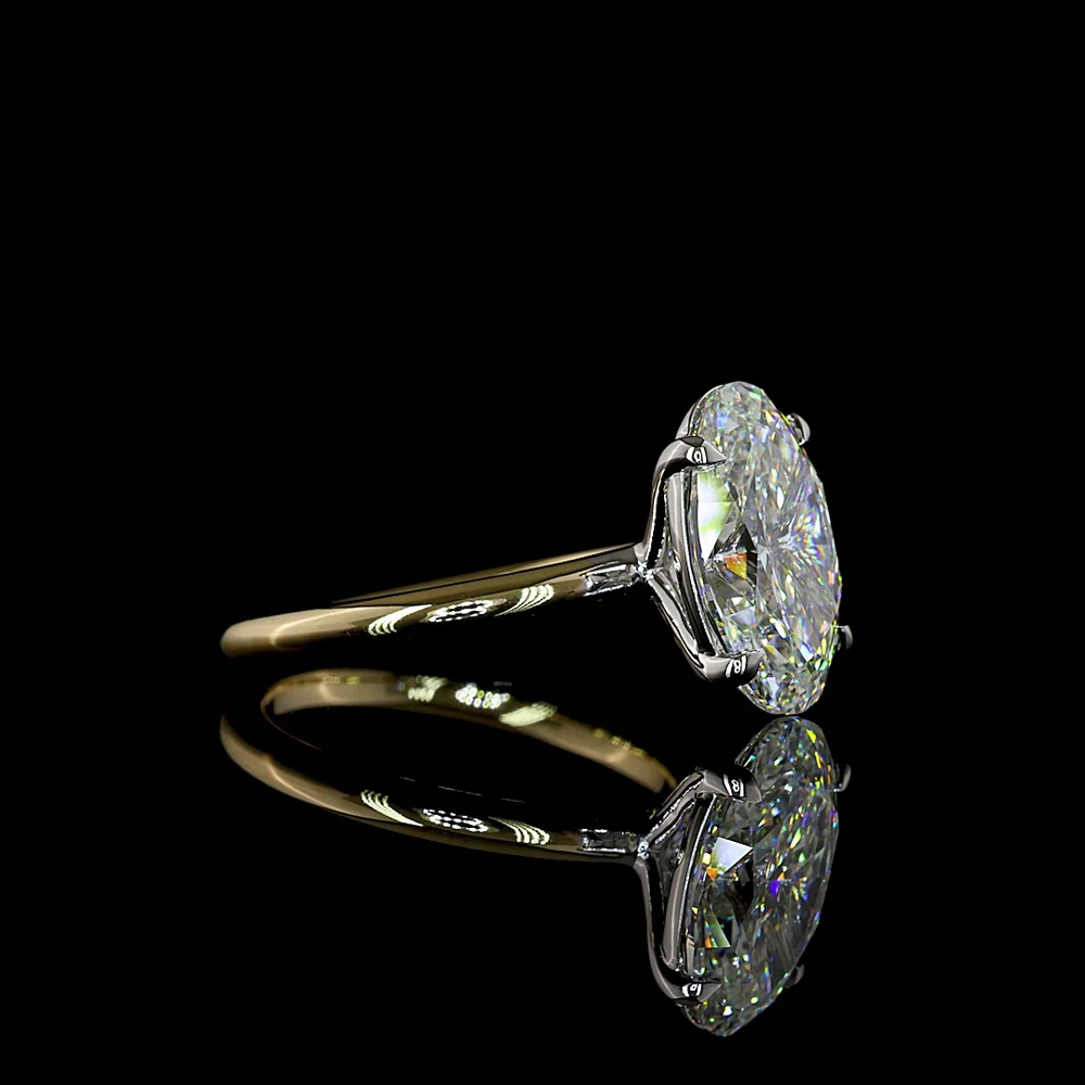14K Two-Tone Gold 4.13 Carat Oval Cut Lab Diamond Solitaire Ring - IGI Certified E-VVS2 - Covaloro Fine Jewelry - Image 2