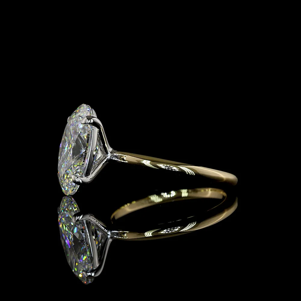 14K Two-Tone Gold 4.13 Carat Oval Cut Lab Diamond Solitaire Ring - IGI Certified E-VVS2 - Covaloro Fine Jewelry - Image 3