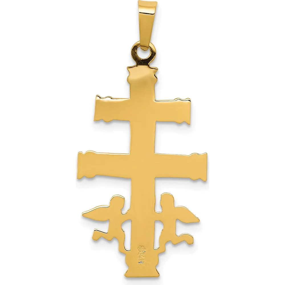14K Two-Tone Gold Cara Vaca Crucifix Pendant with Angelic Detail by Oro Pregiato - Image 4