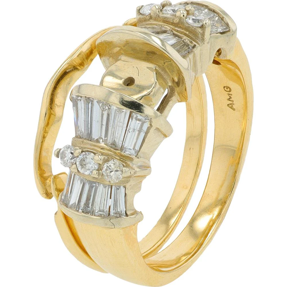 14K Two-Tone Gold Diamond Bridal Ring Set - 0.804 Carat Total Diamond Weight