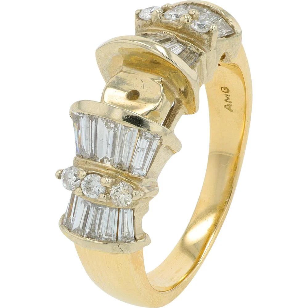 14K Two-Tone Gold Diamond Bridal Ring Set - 0.804 Carat Total Diamond Weight - Image 2