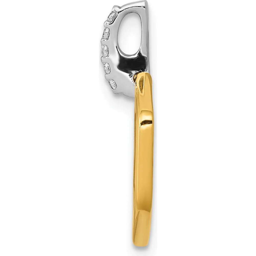 14K Two-Tone Gold Fancy Hexagon Pendant with Round Diamonds - 1/20 Carat Total Diamond Weight by Monteluci Fine Jewelry - Image 2