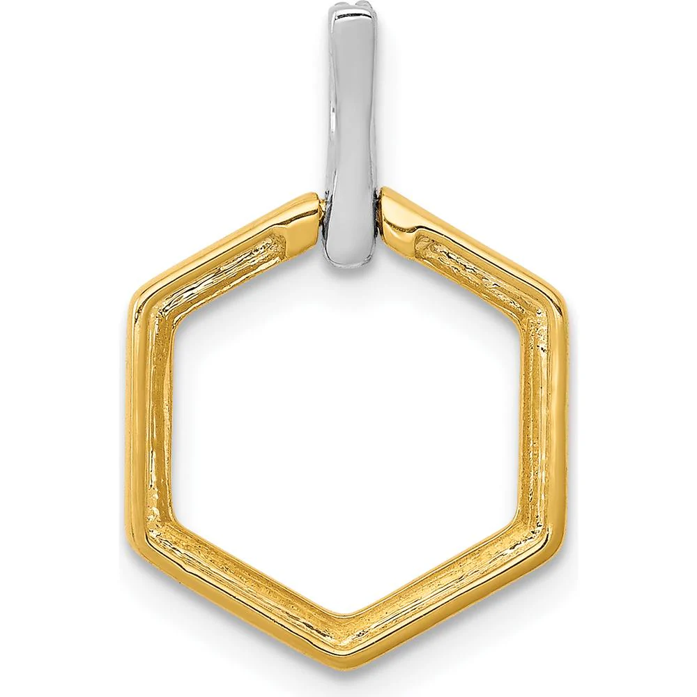 14K Two-Tone Gold Fancy Hexagon Pendant with Round Diamonds - 1/20 Carat Total Diamond Weight by Monteluci Fine Jewelry - Image 3