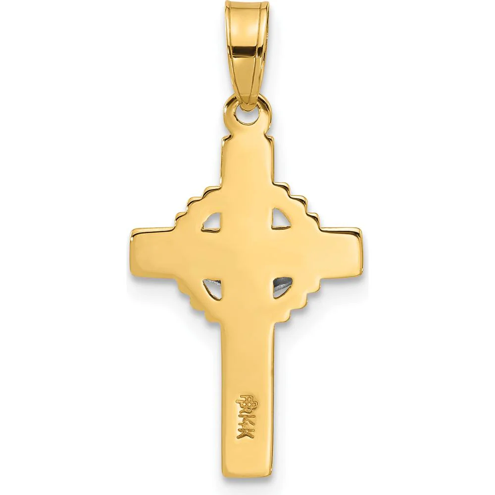 14K Two-Tone Gold Hollow INRI Iona Crucifix Pendant with Rhodium Finish - 24.9mm Length by Oro Pregiato - Image 3