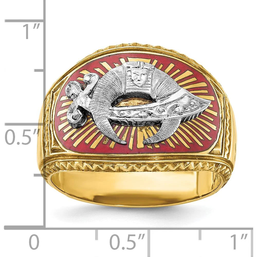 14K Two-Tone Gold Masonic Shriner's Ring with Multi-Color Enamel Detail - 16.5mm Band Width by IBGoodman - Image 3