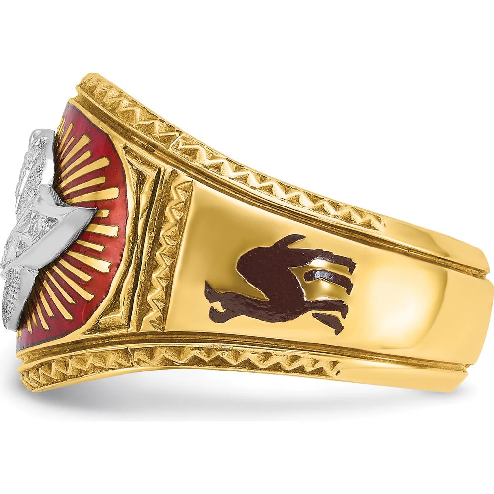 14K Two-Tone Gold Masonic Shriner's Ring with Multi-Color Enamel Detail - 16.5mm Band Width by IBGoodman - Image 5
