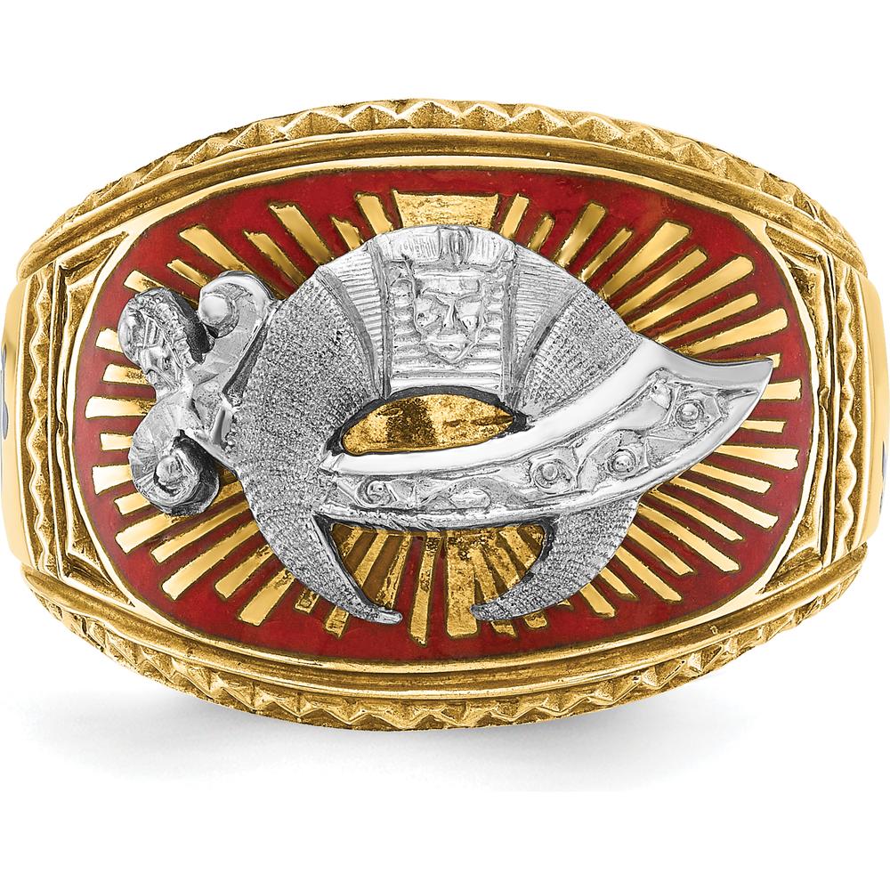 14K Two-Tone Gold Masonic Shriner's Ring with Multi-Color Enamel Detail - 16.5mm Band Width by IBGoodman - Image 6