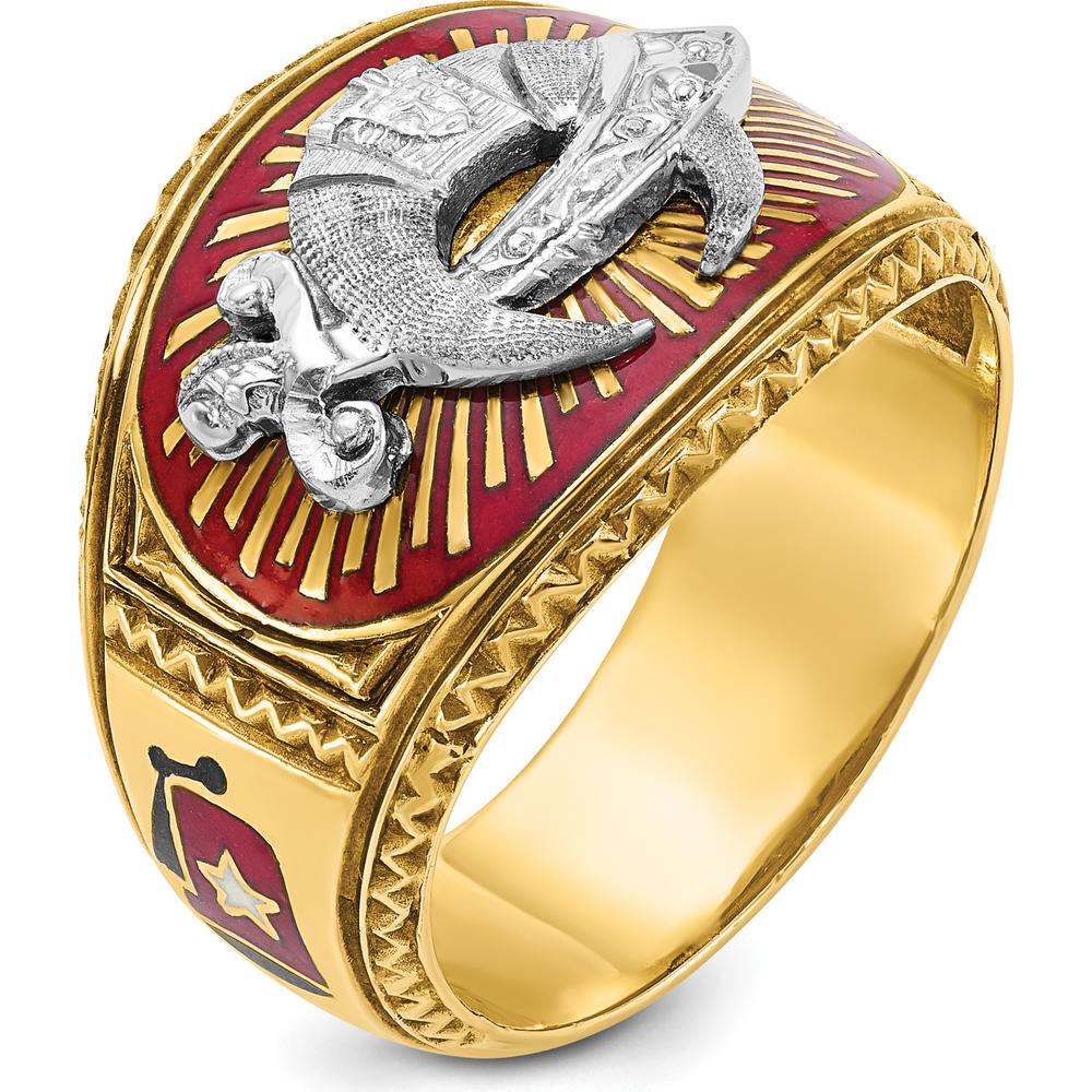 14K Two-Tone Gold Masonic Shriner's Ring with Multi-Color Enamel Detail - 16.5mm Band Width by IBGoodman - Image 8