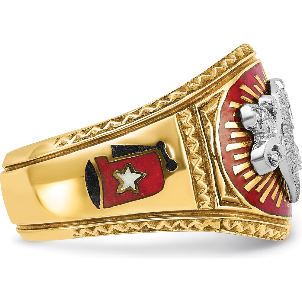 14K Two-Tone Gold Masonic Shriner's Ring with Multi-Color Enamel Detail - 16.5mm Band Width by IBGoodman - Image 9
