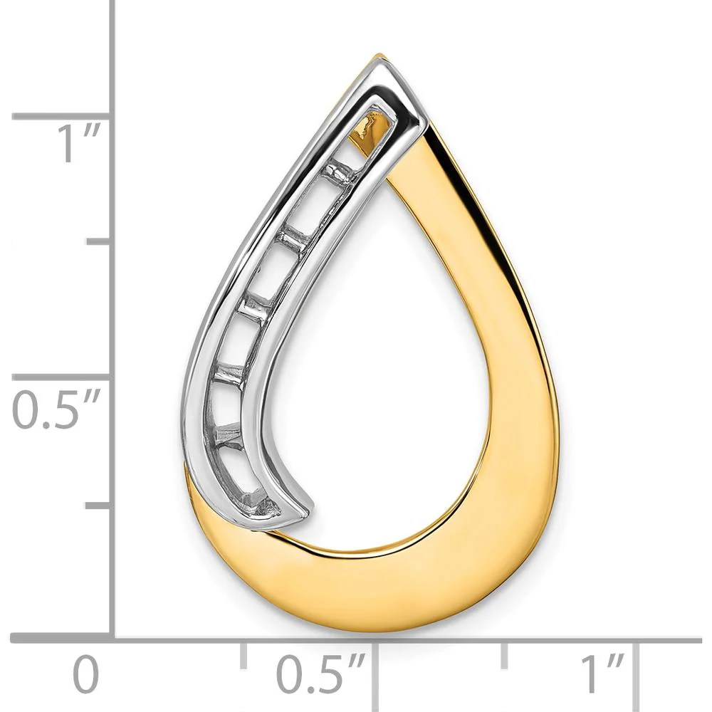 14K Two-Tone Gold Teardrop Slide Pendant Mounting - Fits up to 8mm Regular or 10mm Fancy Omega by Oro Pregiato - Image 3
