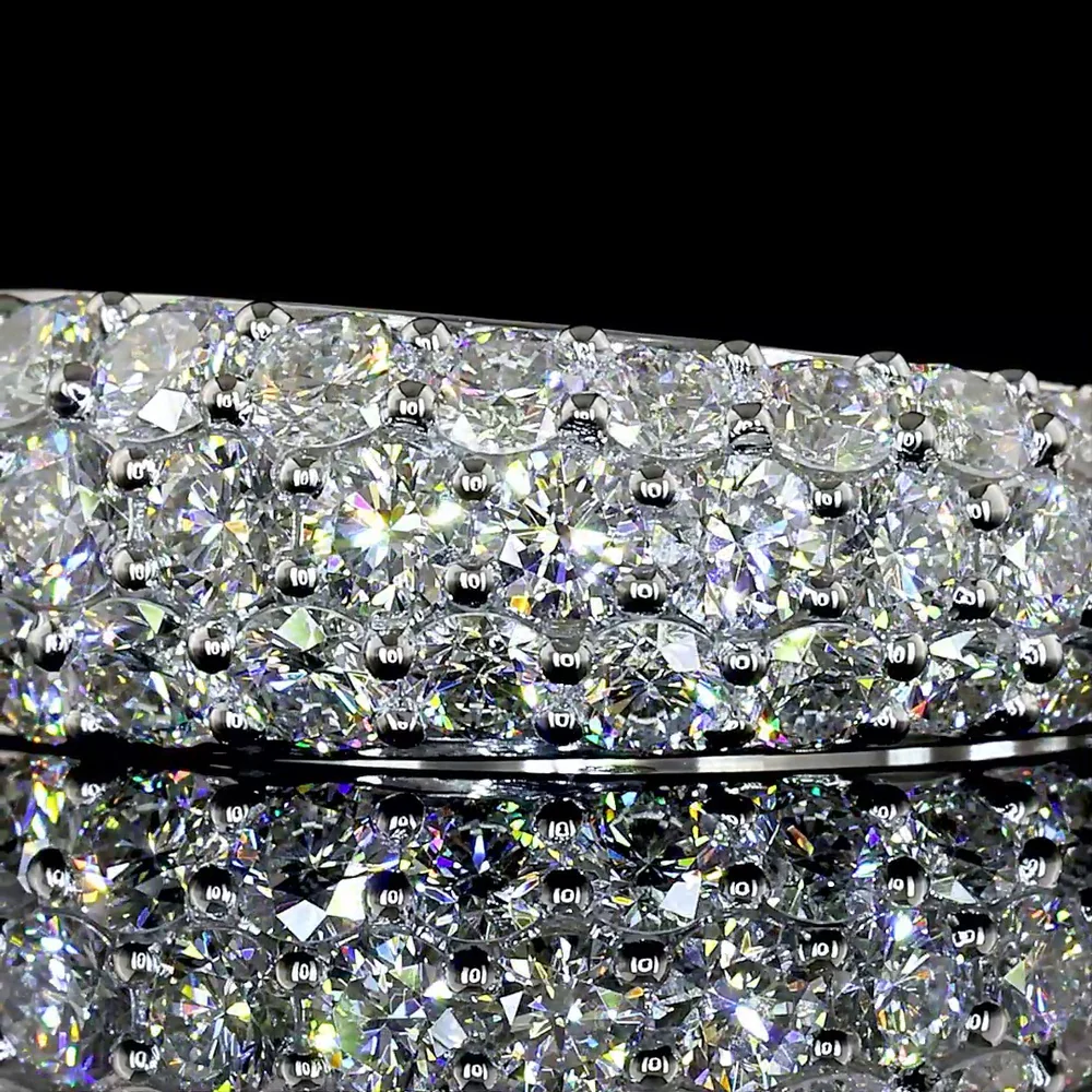 14K Two Tone Half Eternity Band with 47 Round Brilliant Cut Lab Diamonds - 1.14 Carat Total Diamond Weight, E-F Color with VS1 Clarity - Covaloro Fine Jewelry - Image 2