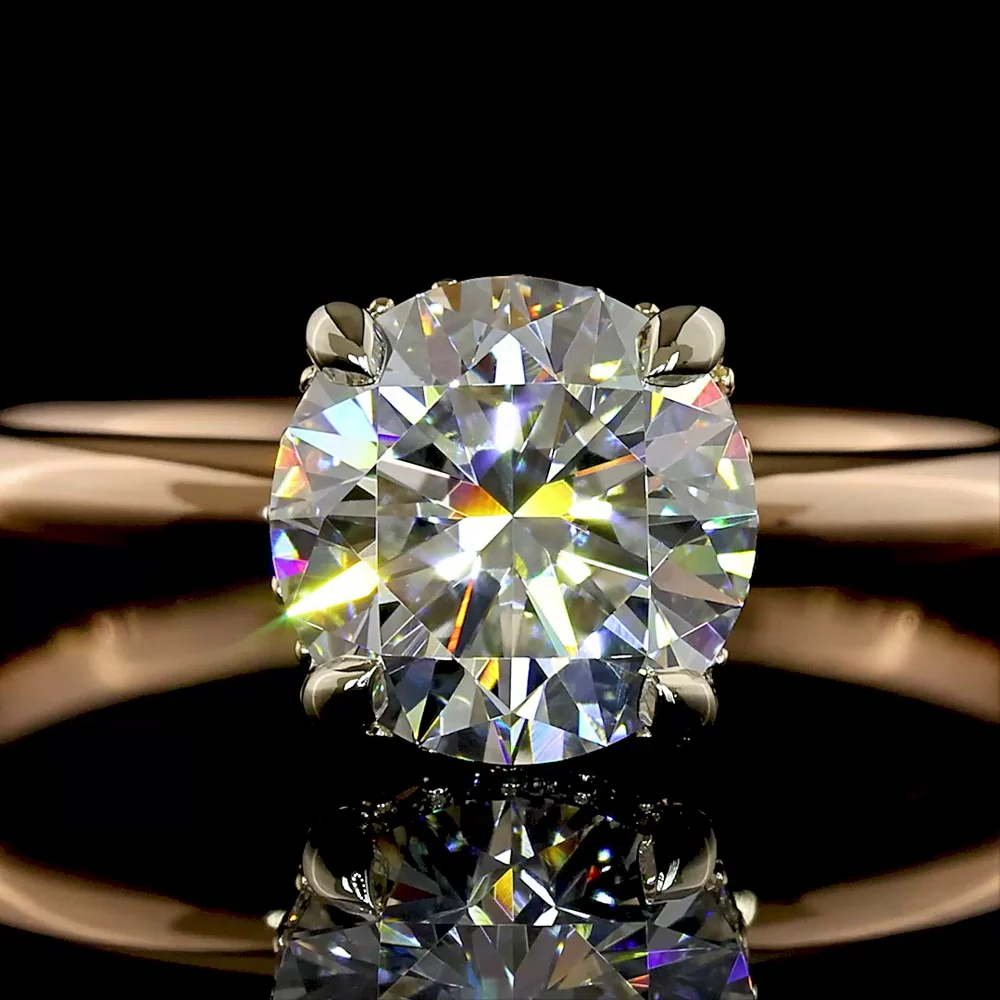 14K Two Tone Hidden Halo Engagement Ring with 1.10 Carat Round Brilliant Cut Lab Diamond and 0.05 Carat Accent Diamonds - Total 1.15 Carat Weight - Covaloro Fine Jewelry - Image 2