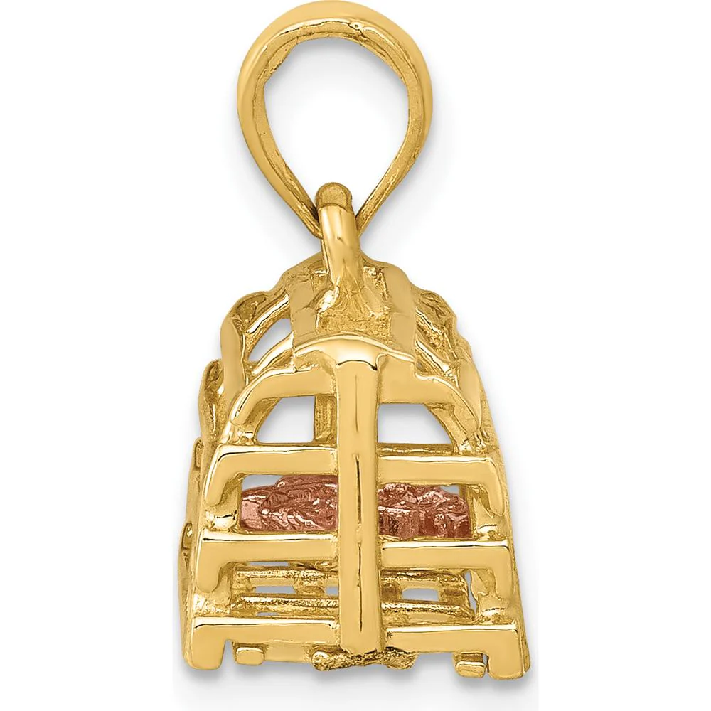 14K Two-Tone Large Moveable 3D Pink Lobster in Trap Charm - 16mm Length by Oro Pregiato - Image 2