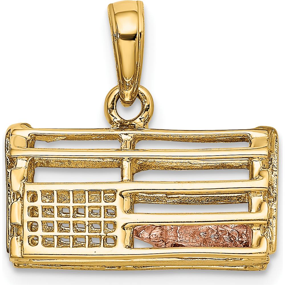 14K Two-Tone Large Moveable 3D Pink Lobster in Trap Charm - 16mm Length by Oro Pregiato - Image 3