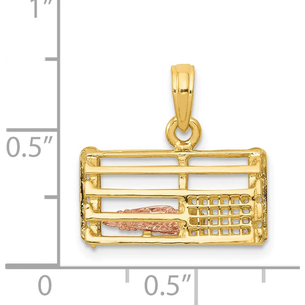 14K Two-Tone Large Moveable 3D Pink Lobster in Trap Charm - 16mm Length by Oro Pregiato - Image 4