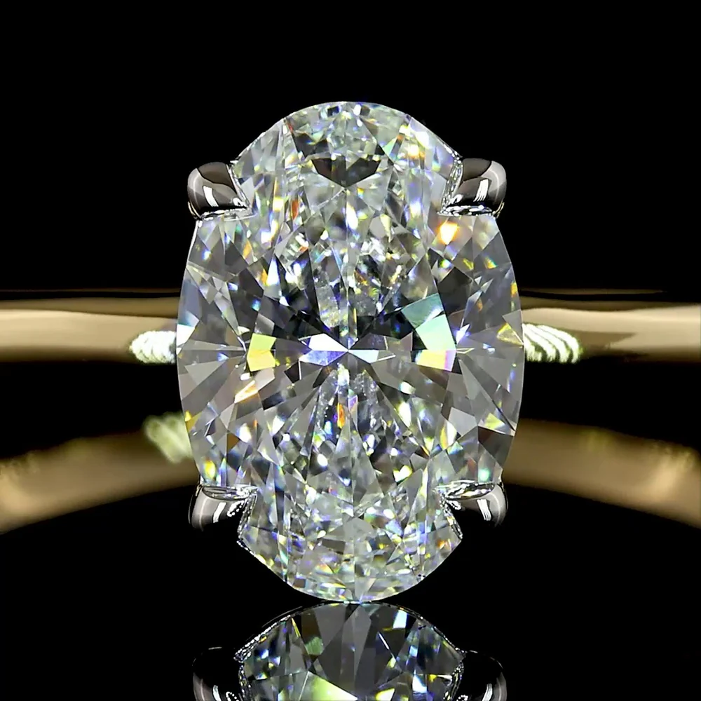 14K Two Tone Oval Cut Solitaire Ring with IGI Certified 1.25 Carat Lab Diamond - E-F Color VVS1 Clarity - Covaloro Fine Jewelry - Image 2