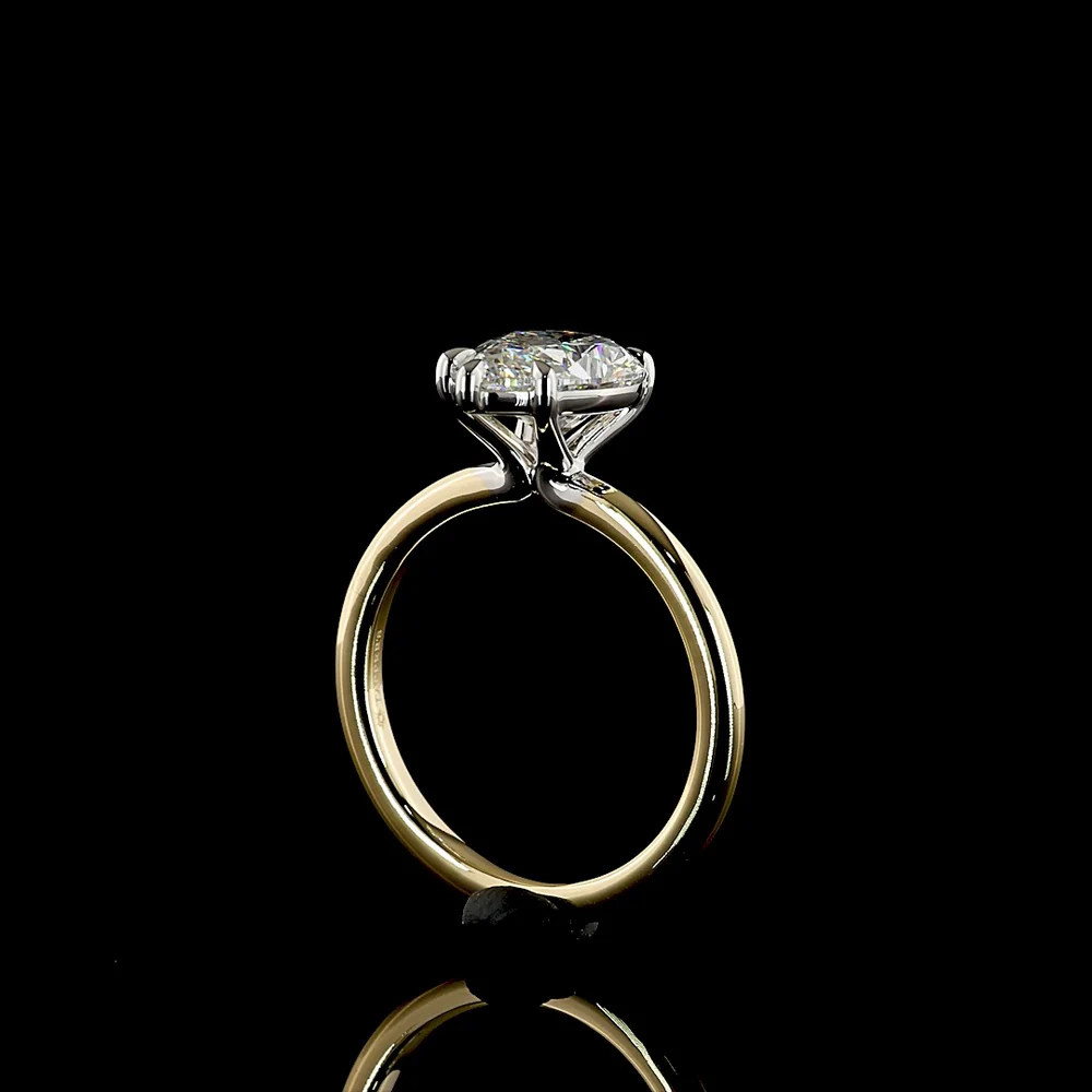 14K Two Tone Pear Shaped Lab Diamond Solitaire Engagement Ring - E-F Color VVS2 Clarity - 2.53 Carats - IGI Certified - Covaloro Fine Jewelry - Image 3