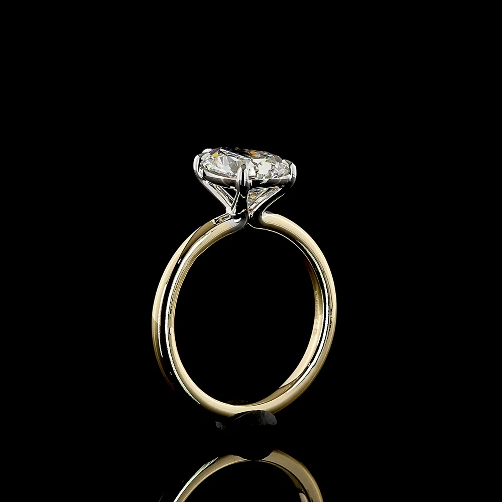 14K Two Tone Pear Shaped Lab Diamond Solitaire Engagement Ring - E-F Color VVS2 Clarity - 2.53 Carats - IGI Certified - Covaloro Fine Jewelry - Image 4
