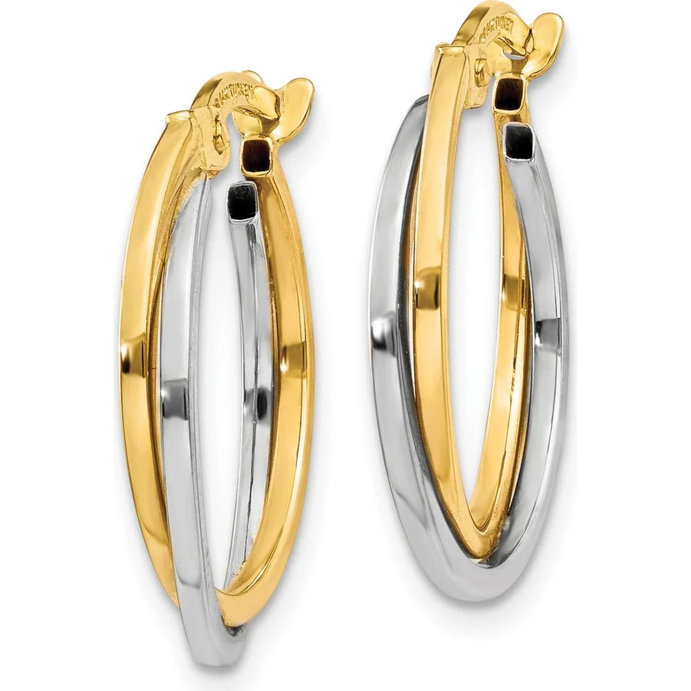 14K Two-Tone Polished Hollow Hoop Earrings - 20mm Length by Oro Pregiato - Image 2