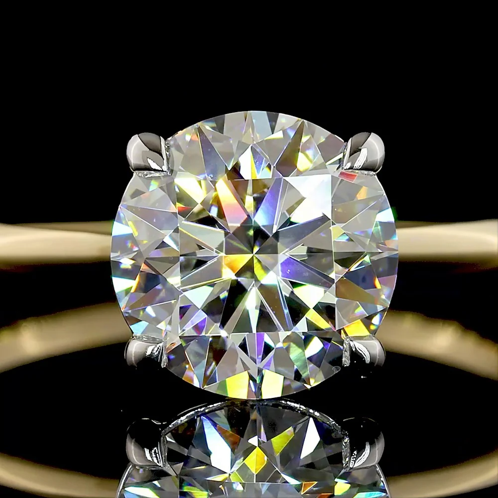 14K Two Tone Round Brilliant Solitaire Ring with 2.04 Carat Lab Diamond, E-F Color VVS2 Clarity, IGI Certified - Covaloro Fine Jewelry - Image 2