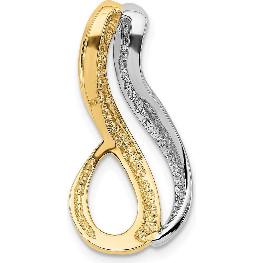 14K Two-Tone Slide Pendant for 6mm Omega Chains - Polished Yellow and White Gold by Oro Pregiato - Image 3