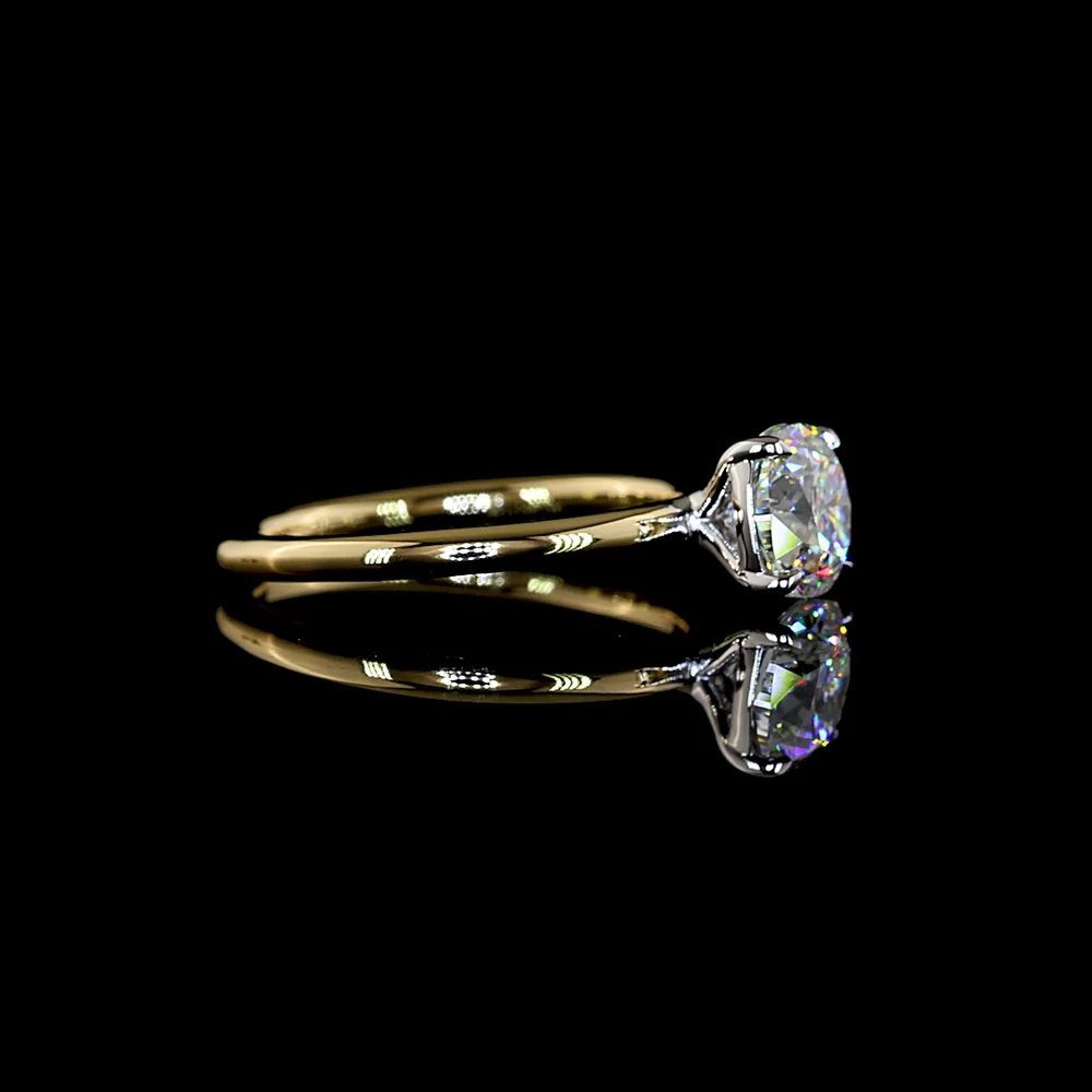 14K Two Tone Solitaire Engagement Ring with 1.50 Carat Square Cushion Brilliant Cut Lab Diamond - D VVS1 IGI Certified - Covaloro Fine Jewelry - Image 2