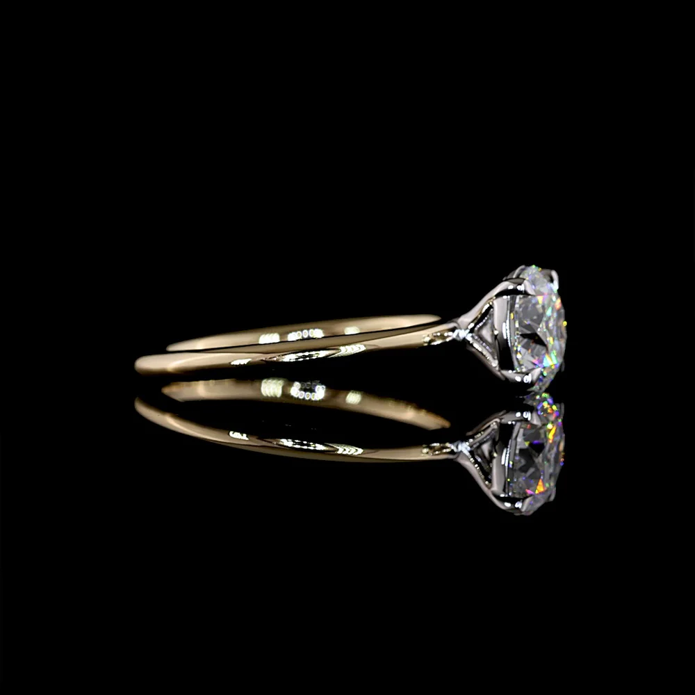 14K Two Tone Solitaire Ring with 1.51 Carat Round Brilliant Lab Diamond - D VVS2 Clarity, IGI Certified - Covaloro Fine Jewelry - Image 2