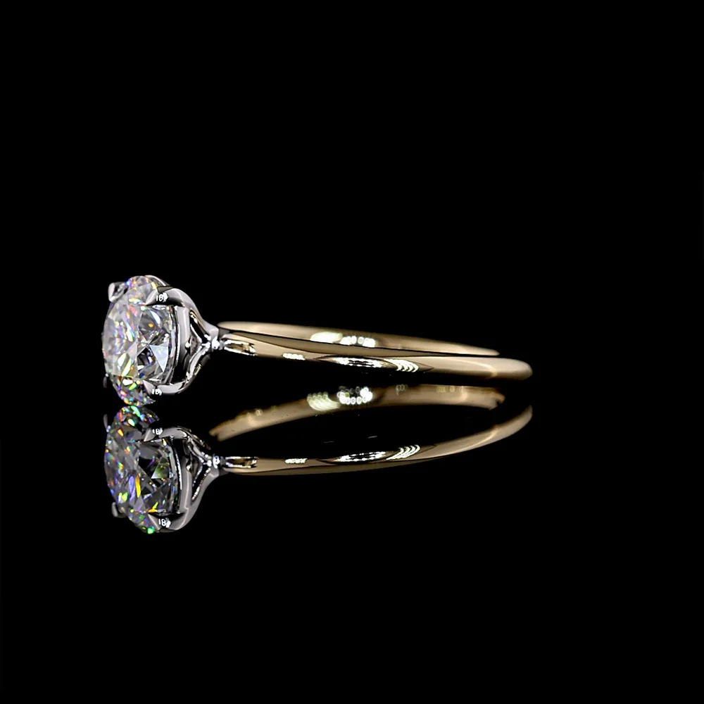 14K Two Tone Solitaire Ring with 1.51 Carat Round Brilliant Lab Diamond - D VVS2 Clarity, IGI Certified - Covaloro Fine Jewelry - Image 3