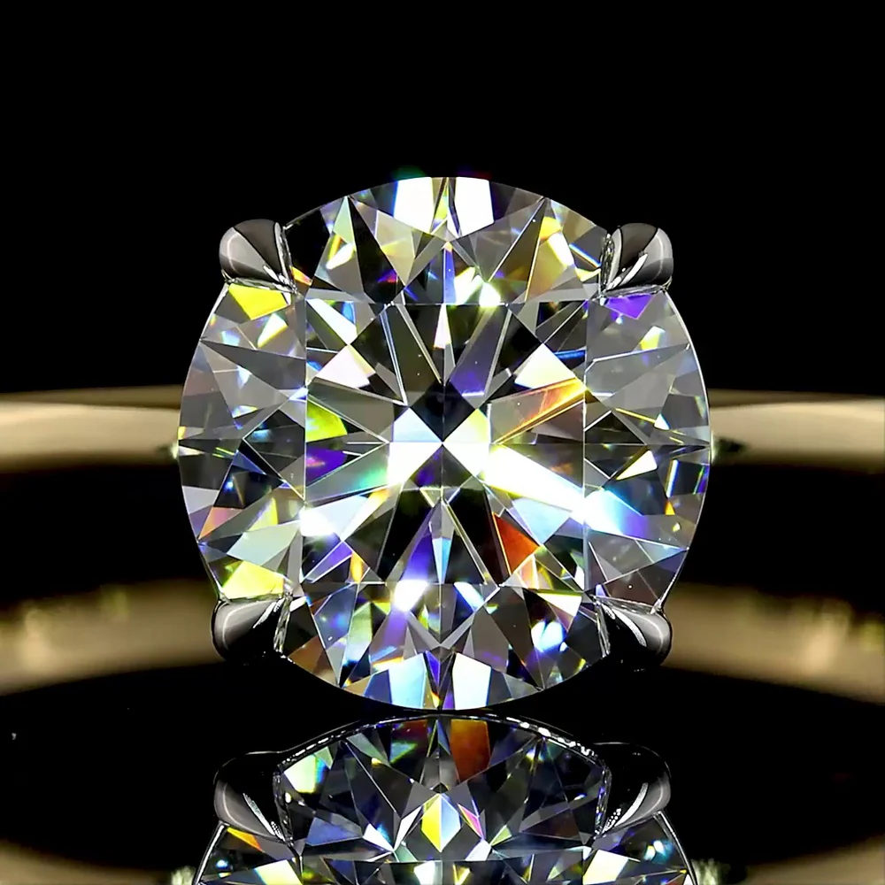 14K Two Tone Solitaire Ring with 1.77 Carat Brilliant Cut Round Lab Diamond - IGI Certified E VVS2 - Covaloro Fine Jewelry - Image 2