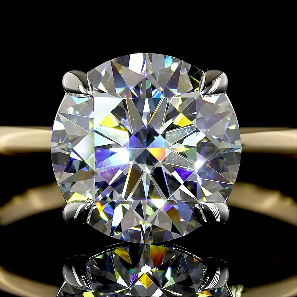 14K Two Tone Solitaire Ring with 3.05 Carat Round Brilliant Lab Diamond - E-F Color, VVS2 Clarity, IGI Certified - Covaloro Fine Jewelry - Image 2