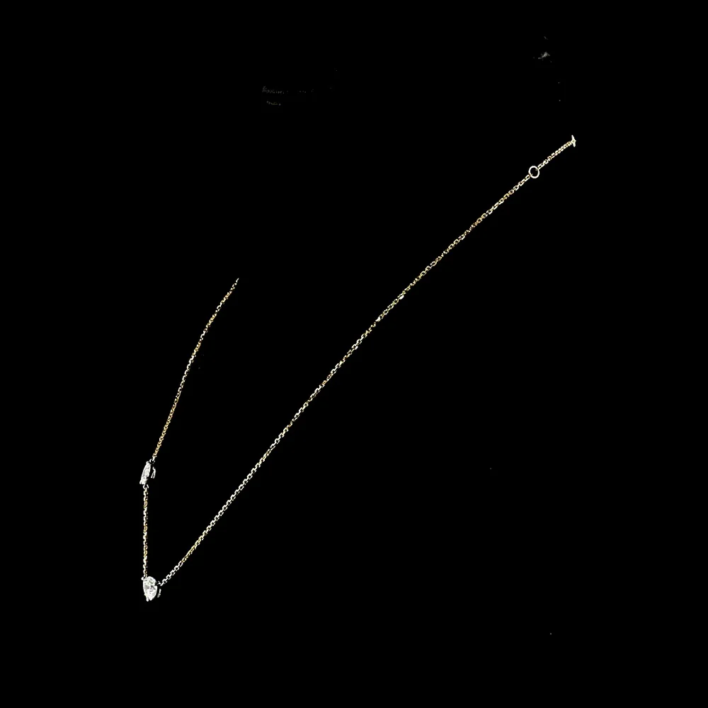 14K Two Tone Station Necklace with East-West Pear Cut Lab Diamonds - 1.39 Carats Total Diamond Weight - Covaloro Fine Jewelry - Image 3