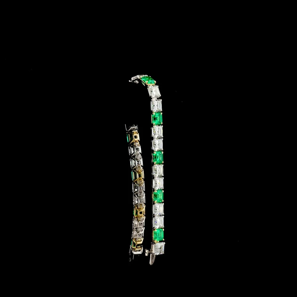 14K Two Tone Tennis Bracelet with Asscher Cut Lab Diamonds - 21.36 Carat Total Weight, D-F Color, VS1 Clarity - Covaloro Fine Jewelry - Image 3