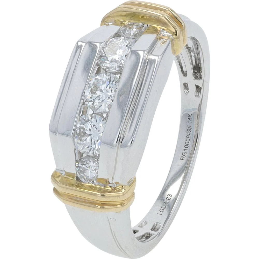 14K Two-Tone Wedding Band with 0.75 Carat Lab Grown Diamonds