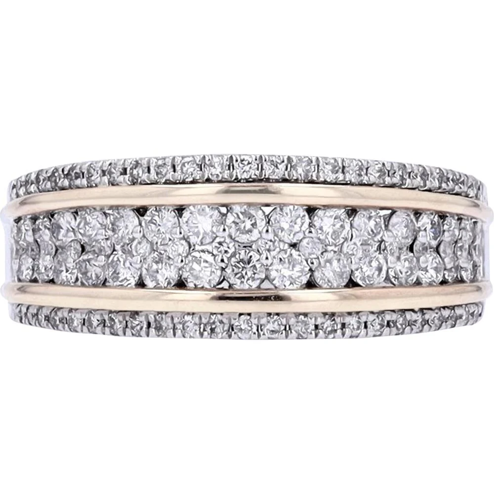 14K Two-Tone White and Rose Gold Band with 3/4 Carat Prong - Set Round Diamonds