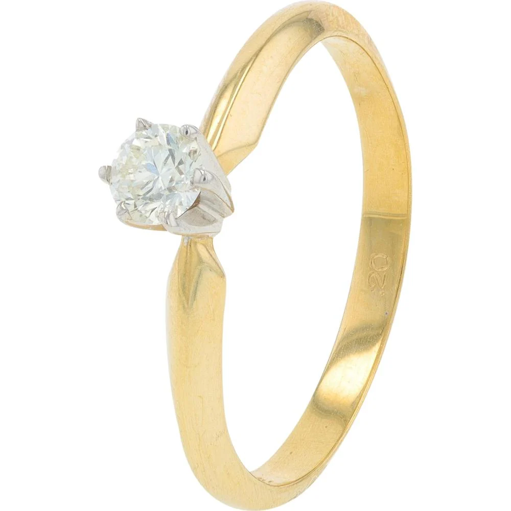 14K Two-Tone Yellow & White Gold Solitaire Diamond Engagement Ring - 0.20 Carat Total Diamond Weight