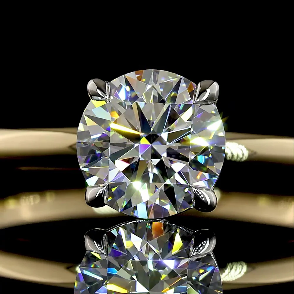 14K Two-Tone Yellow and White Gold Solitaire Ring with 1.01 Carat Round Brilliant Lab Diamond D VVS2 - IGI Certified - Covaloro Fine Jewelry - Image 2
