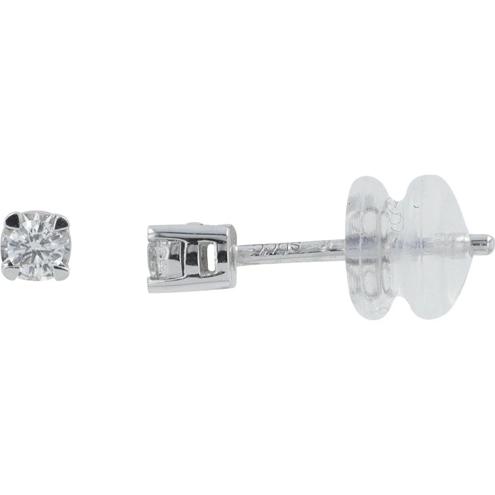 14K White Gold 0.10 Carat Round Diamond Stud Earrings - 4 - Prong Set Total Diamond Weight 0.10 Carat - Image 2