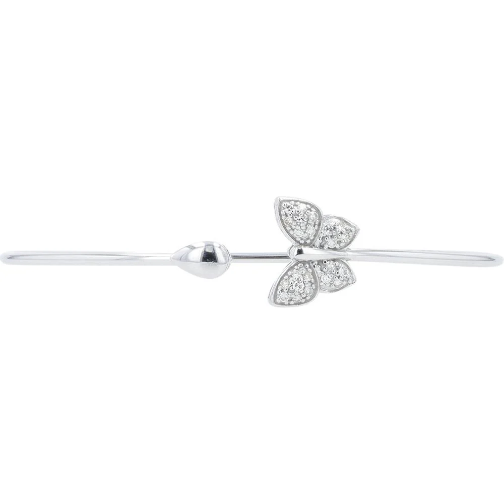 14K White Gold 0.15 Carat Diamond Butterfly Cuff Bangle