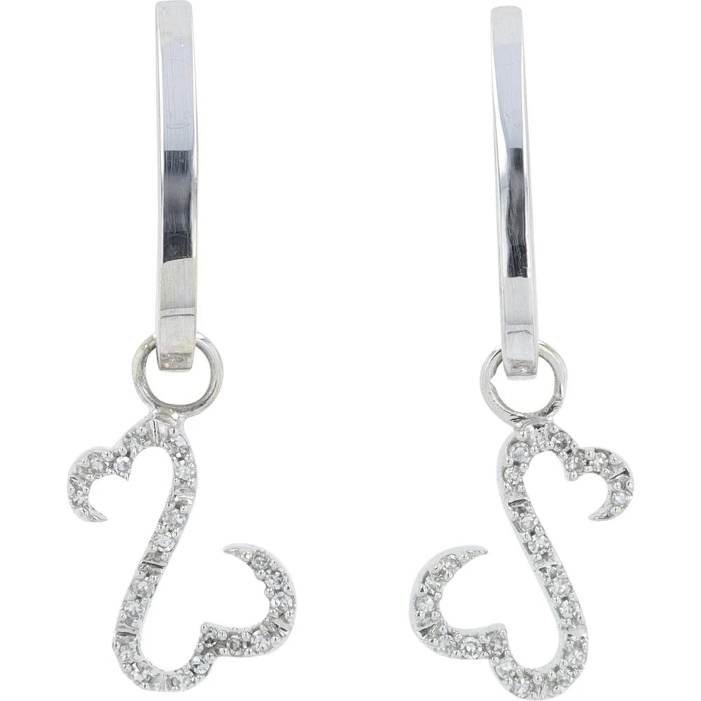 14K White Gold 0.20 Carat Diamond Heart Drop Earrings - 0.20 Carat Total Diamond Weight - Image 2