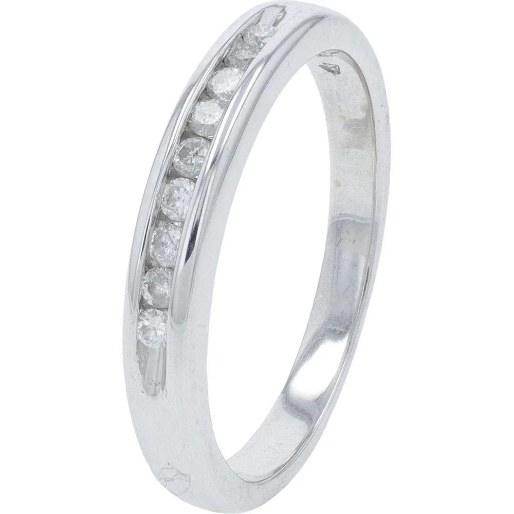 14K White Gold 0.25 Carat Diamond Channel Set Band - Sleek Polished Design